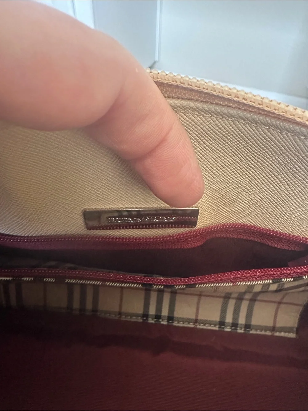 Burberry Cream Leather Satchel with Gold Hardware